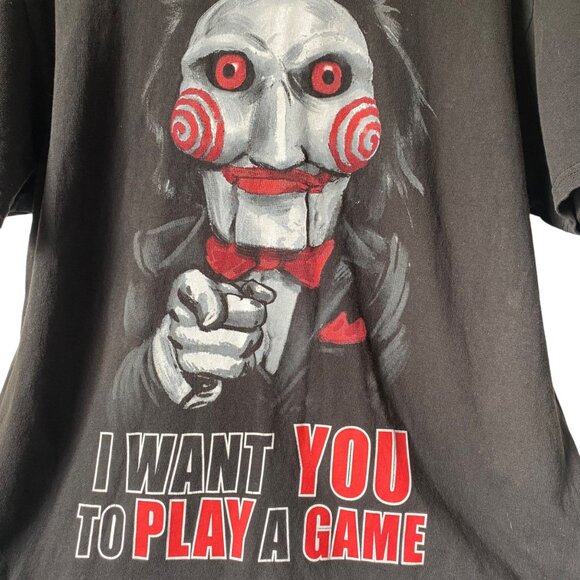 Jigsaw "I Want You To Play A Game" Graphic T-Shirt Black Creepy Halloween Size M - Picture 3 of 5